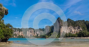 Limestone island bay in Krabi Ao Nang and Phi Phi, Thailand